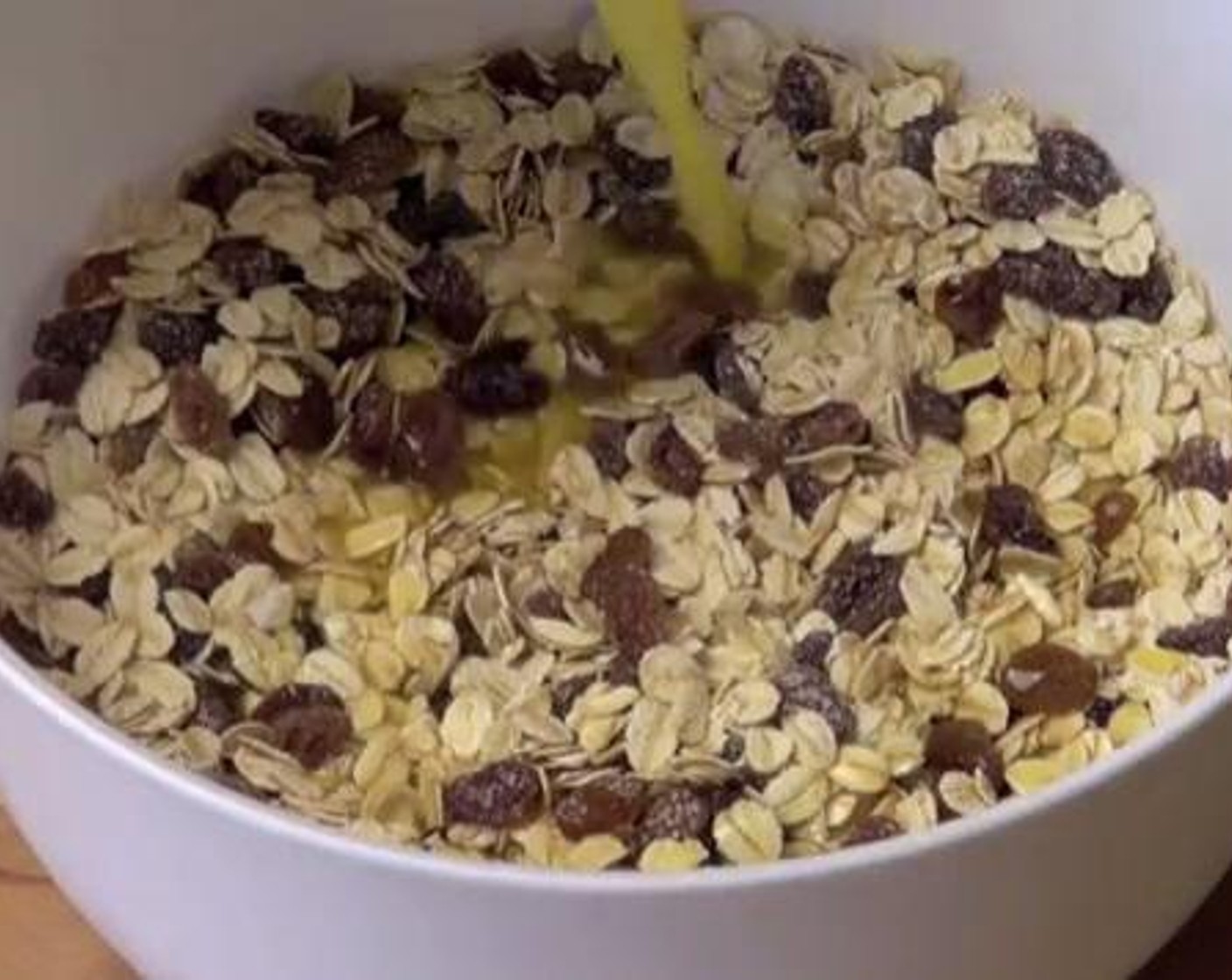 step 1 Into a mixing bowl, mix together the Old Fashioned Rolled Oats (2 cups), Granulated Sugar (1/2 cup) and Dried Fruits (1 cup). Next add the Butter (4 oz) and stir together.