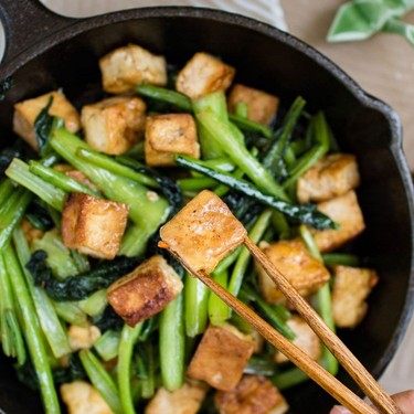 Choy Sum (Chinese Green) and Tofu in Garlic Sauce Recipe | SideChef