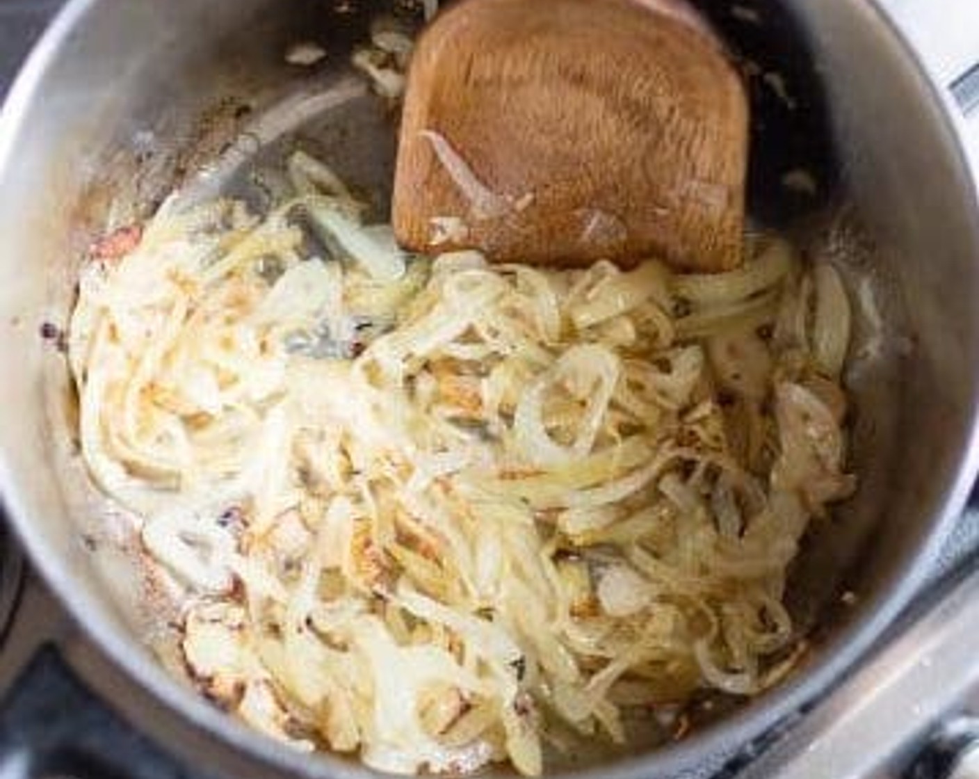 step 2 Add the Onion (1) to the pan and cook on medium heat for 7-10 minutes, until the onion is golden and slightly caramelized.