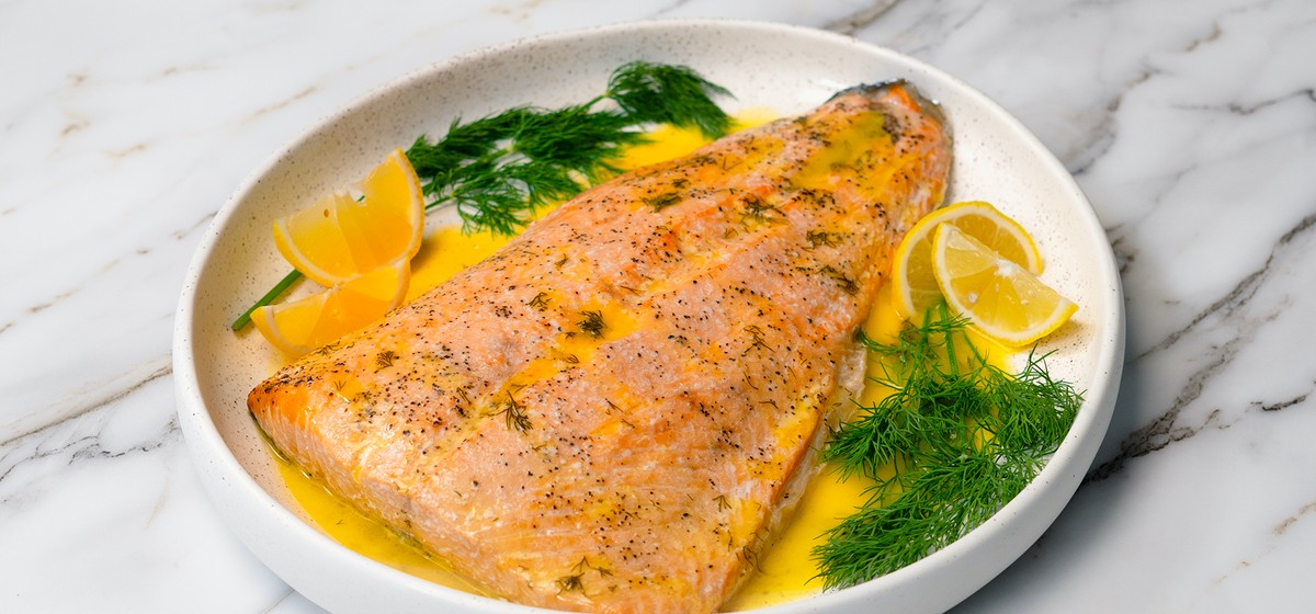 Baked Salmon with Dill Butter Sauce Recipe SideChef