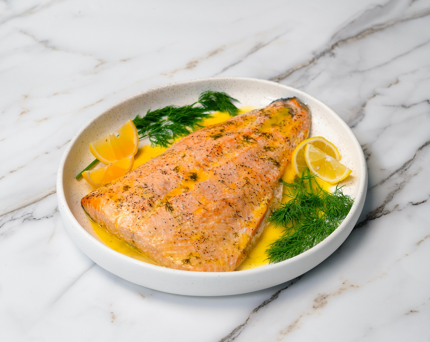 Baked Salmon with Dill Butter Sauce