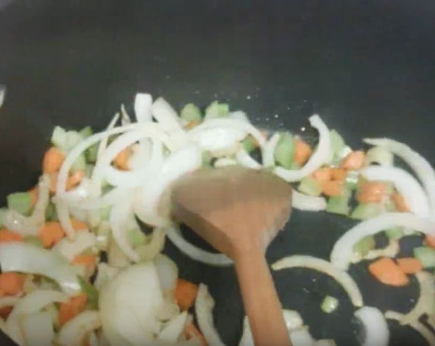step 1 In a pot, heat the Butter (2 Tbsp). Once melted, add the Celery (2 stalks), Carrot (1), and Onion (1). Cook until onion begins to brown.