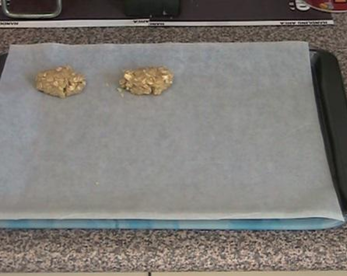 step 4 Take about a tablespoon of the mixture, press it in your hands, and put it on a baking tray lined with some baking paper. Do this with all of the mixtures, and bake under 350 degrees F (180 degrees C) for about 20 minutes.