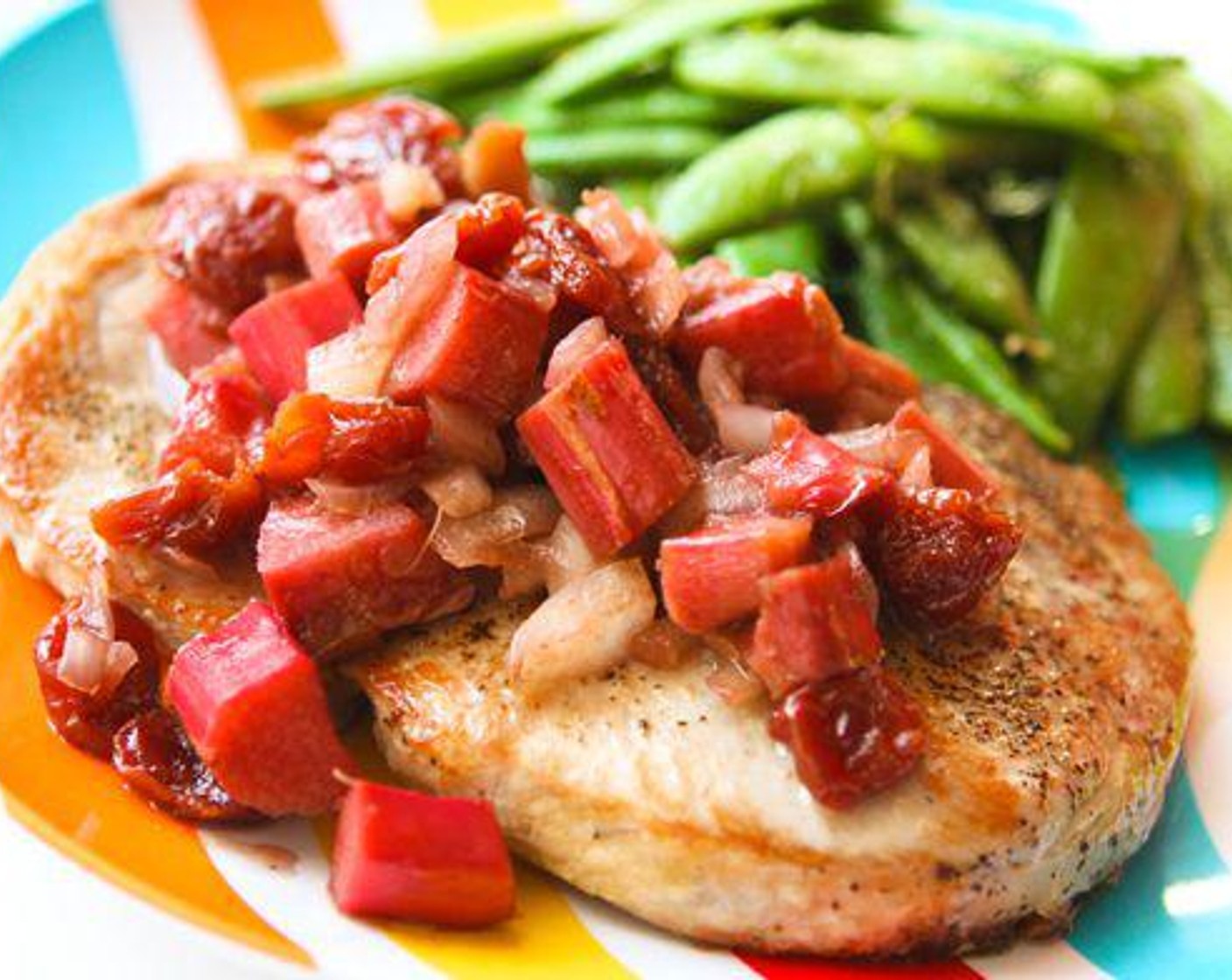 Pork Chops with Rhubarb-Cherry Sauce