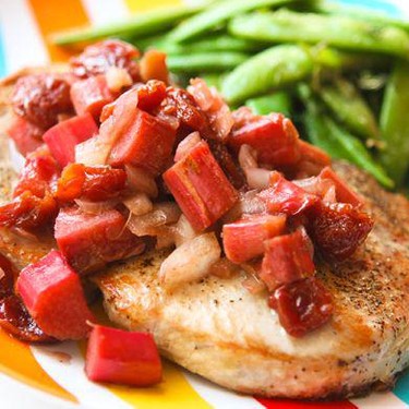 Pork Chops with Rhubarb-Cherry Sauce Recipe | SideChef