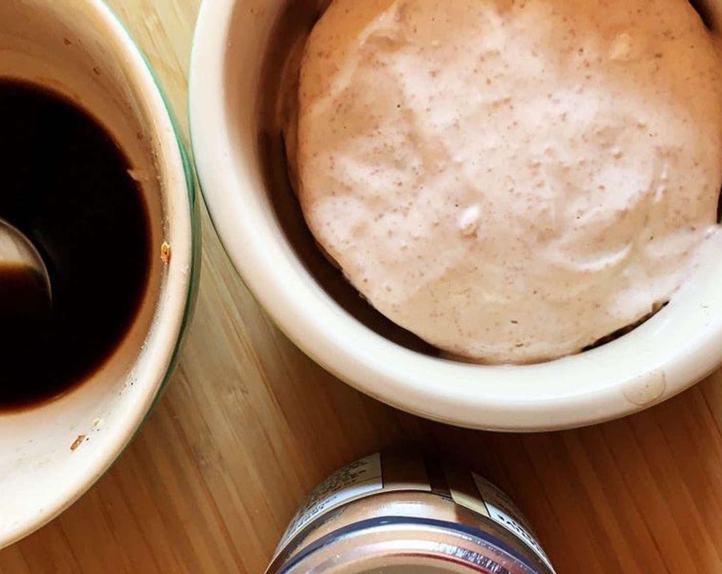 step 2 Soak one Rice Cakes (3) in coffee and lay it at the bottom of a bowl, cover with 1/3 of the yogurt cream. Soak the second rice cake in coffee and cover with more cream. Add the 3rd rice cake and top it off with the remaining cream.