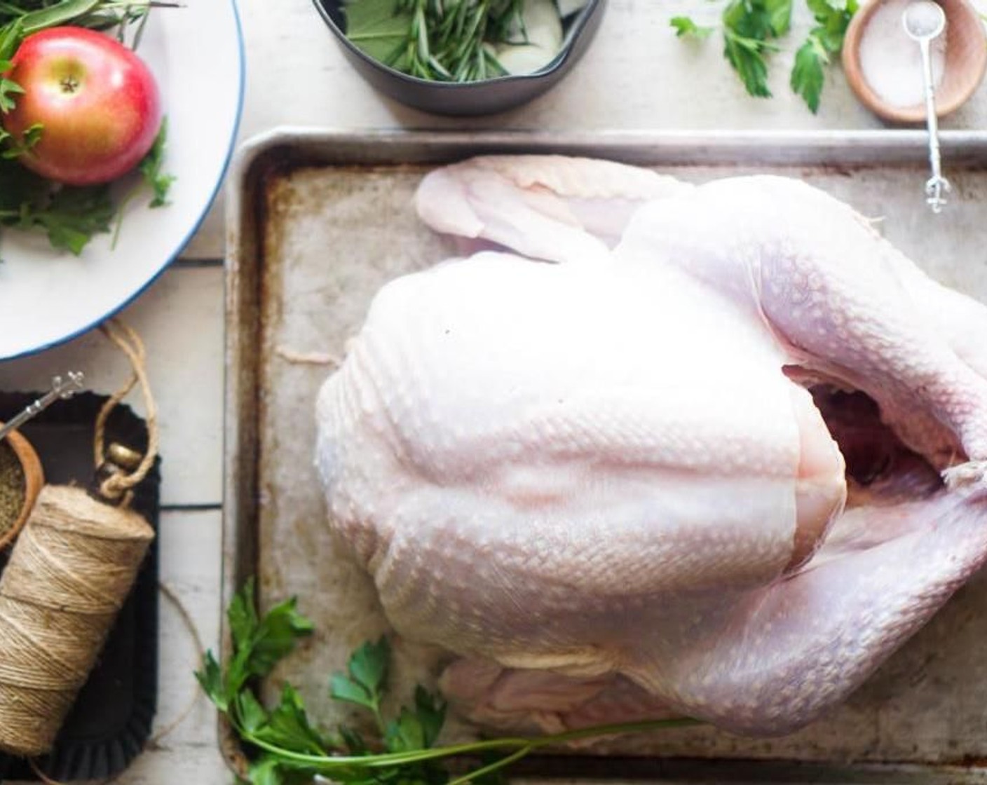 step 6 After brining, remove the turkey, discard the brine, and rinse inside & out with cold water. Pat dry with a paper towel and sit room temperature for 2 hours before roasting.