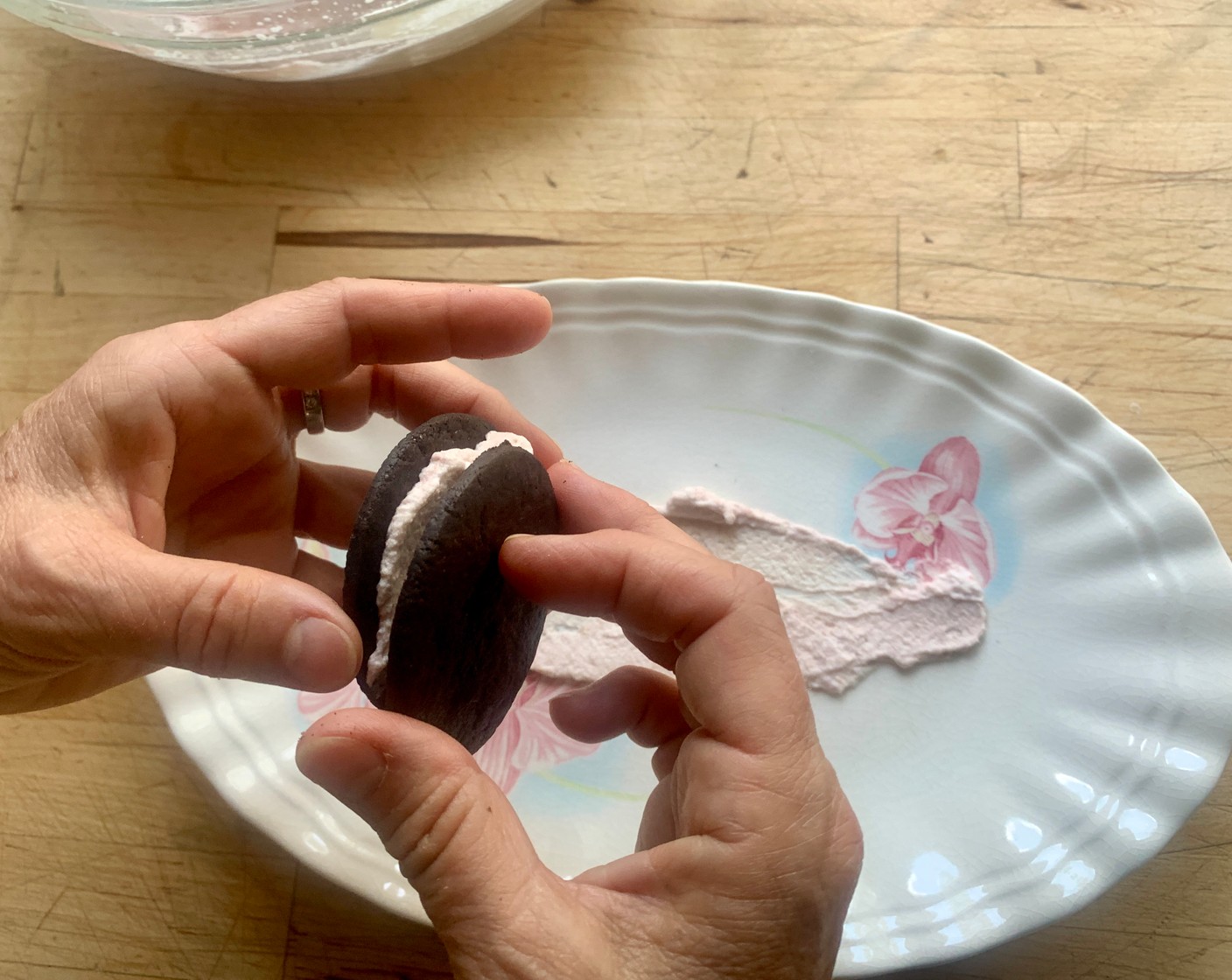 step 4 Using one Chocolate Wafer Cookies (1 pckg) at a time, spread approximately 1-2 teaspoons of the whipped cream mixture onto each wafer, stacking one on top of the other.