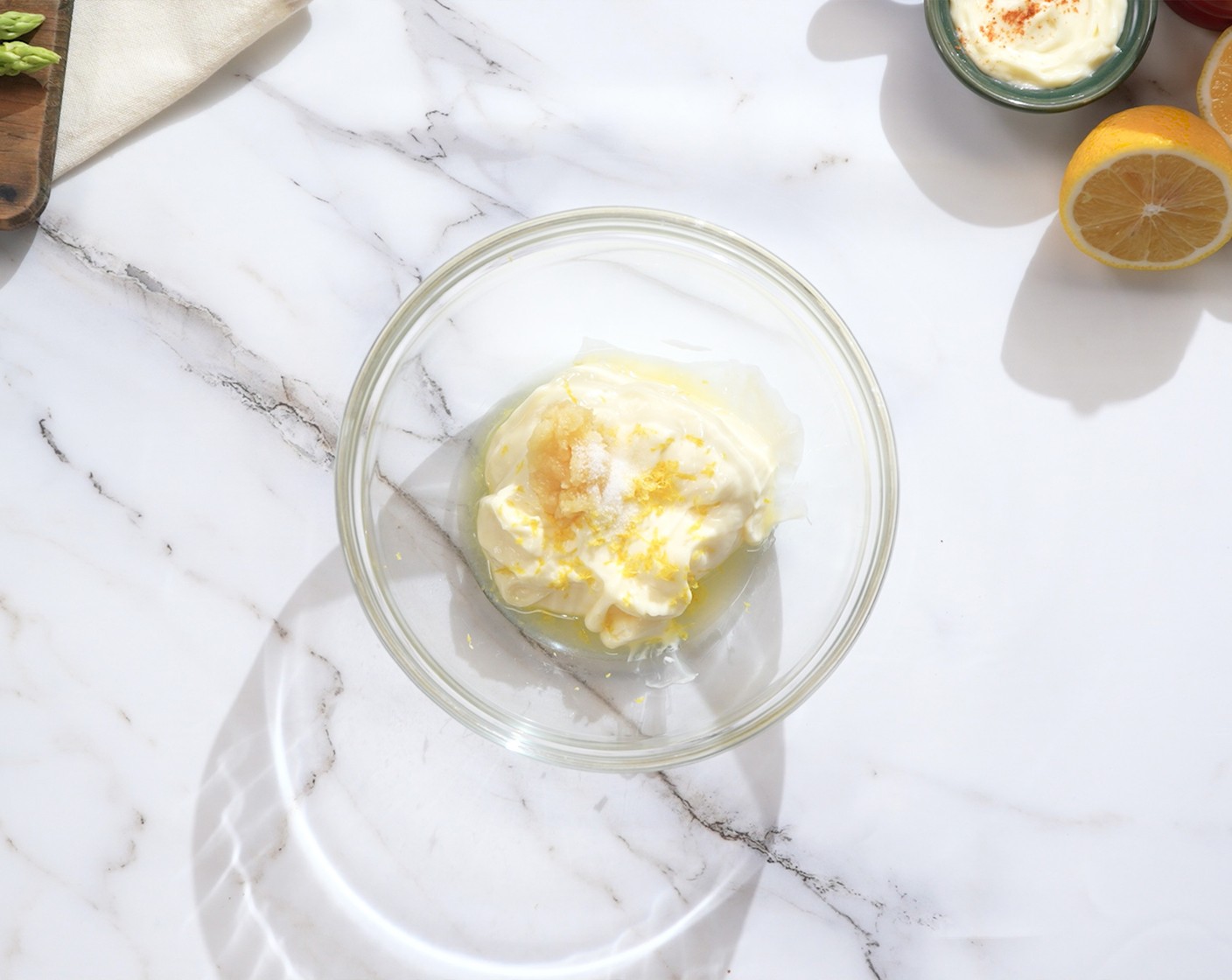 step 1 To make the lemon aioli, combine Mayonnaise (1/2 cup), 1/4 tsp Lemon Zest, 2 tsp Lemon (1), Garlic (2 cloves), and Salt (1/8 tsp) in a bowl. Refrigerate until ready to use.