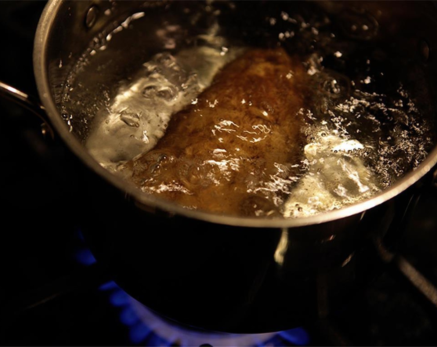 step 2 Place the Russet Potato (1) in a small pot, just large enough to fit the potato. Cover the potato fully in cold salted water. Bring to a boil, then reduce to a steady simmer, and cook until tender, typically 30-45 min. Remove potato, cool.