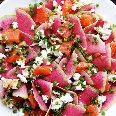 Watermelon Radish, Orange and Goat Cheese Salad Recipe | SideChef