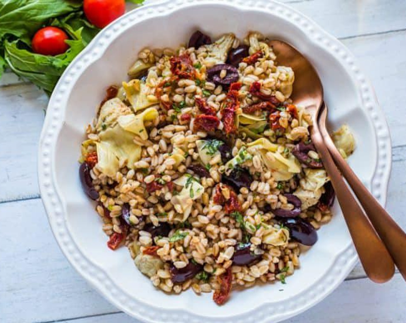 Mediterranean Farro Salad with Champagne Vinaigrette