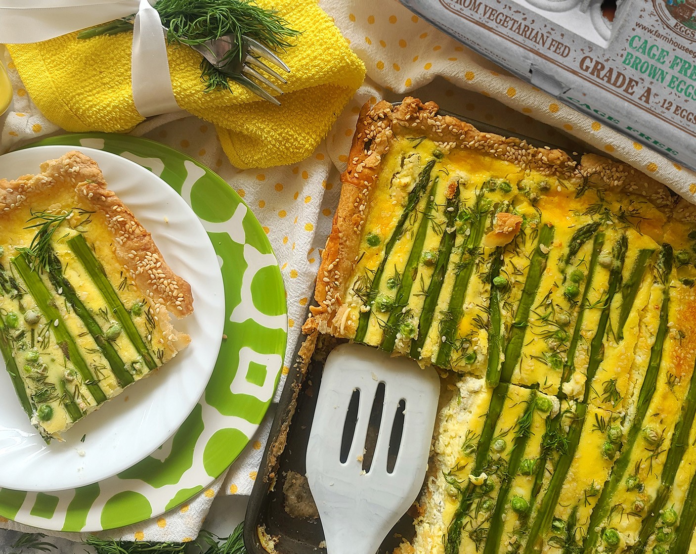 Asparagus and Goat Cheese Slab Quiche