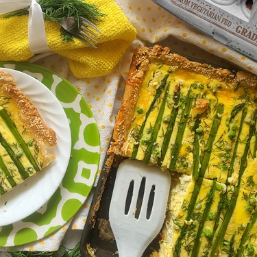 Asparagus and Goat Cheese Slab Quiche Recipe | SideChef