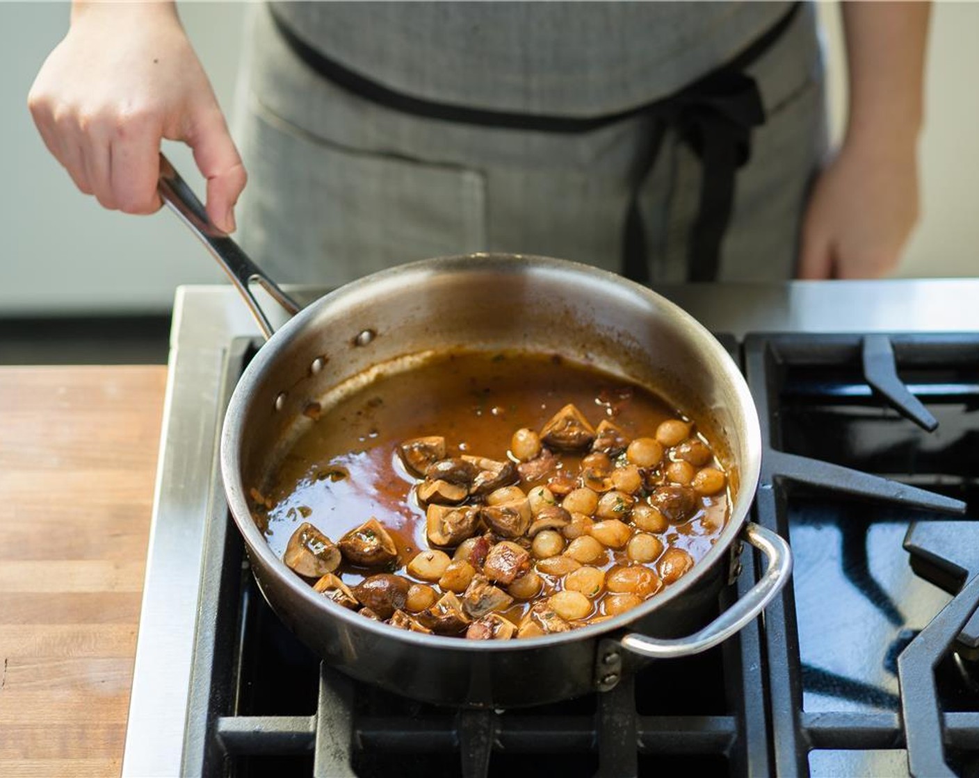 step 9 Add mushrooms and cook for 5 minutes or until browned.