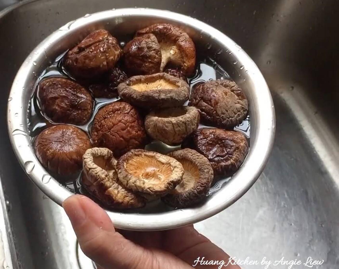 step 9 Then rinse and soak Dried Shiitake Mushrooms (1 1/2 cups) till softened.