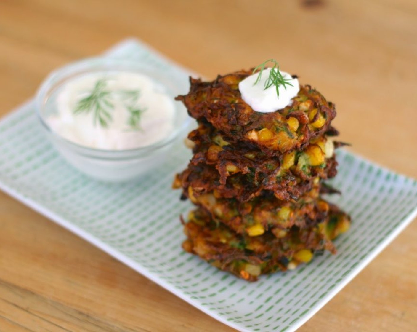 Zucchini, Corn and Feta Fritters