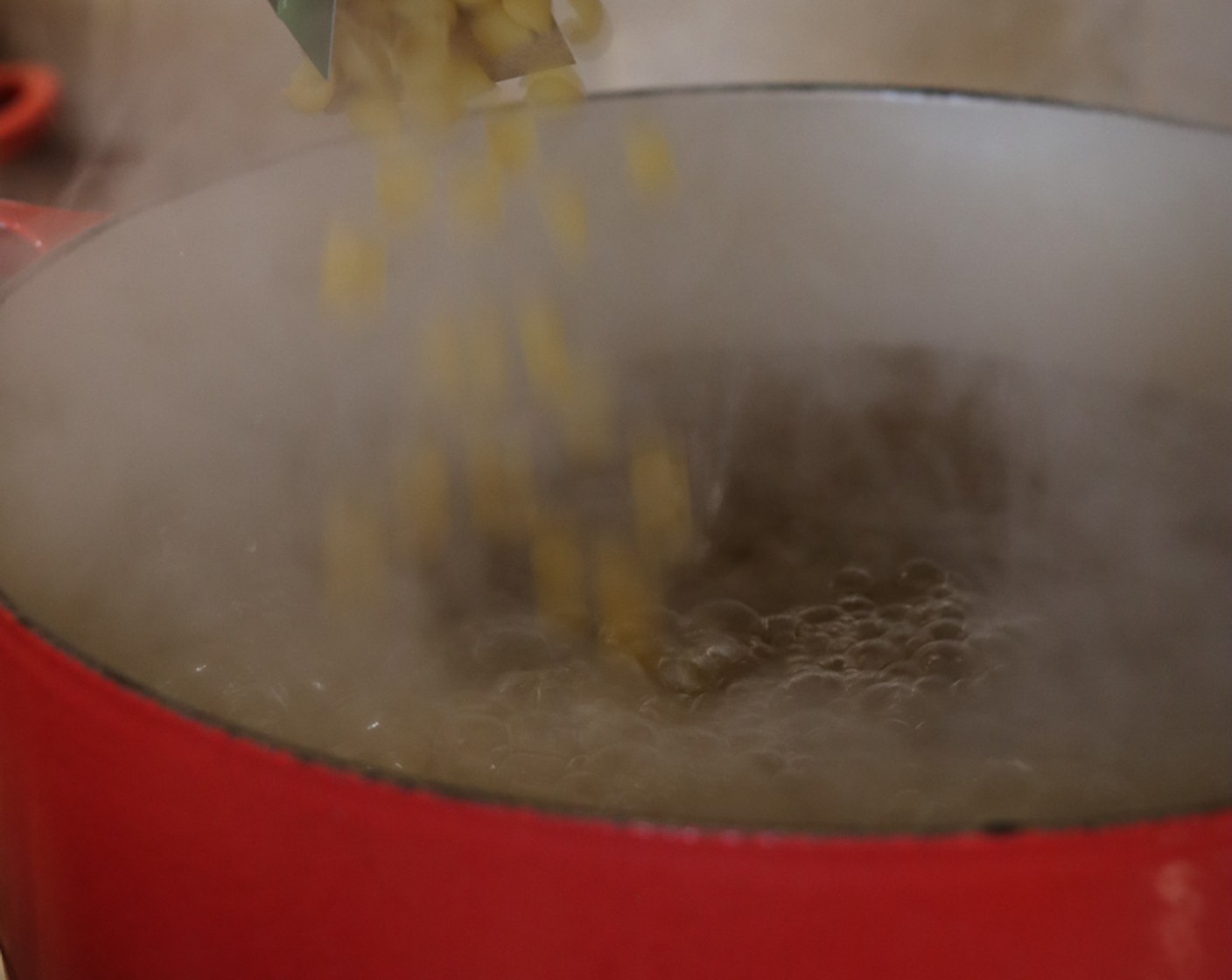 step 4 While whisking the butter into the milk, bring a large pot of salted water to boil. When boiling add the Pasta Shells (1 lb) and cook until tender, about 9 minutes.