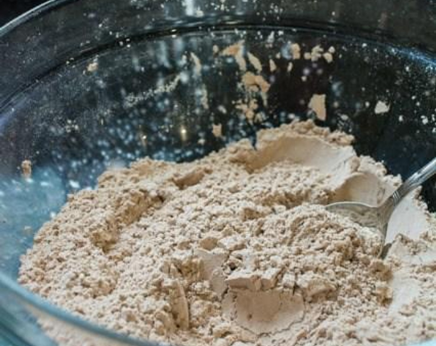 step 2 Whisk All-Purpose Flour (1 1/2 cups), Unsweetened Cocoa Powder (2 1/2 Tbsp), Baking Soda (1/2 tsp), and Salt (1/4 tsp) in a large bowl. Stir with a spoon to combine these ingredients.
