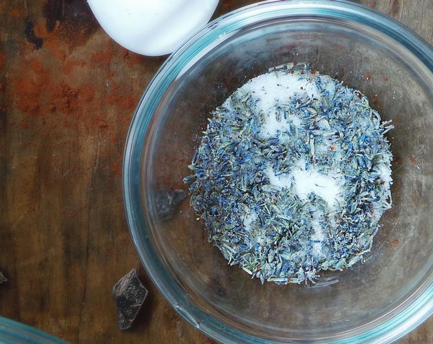 step 2 Place the Dried Lavender Bulbs (1 tsp) in a spice grinder with 1 tablespoon of the Granulated Sugar (1 Tbsp) and pulse until finely ground. You can also do this in a mortar and pestle!