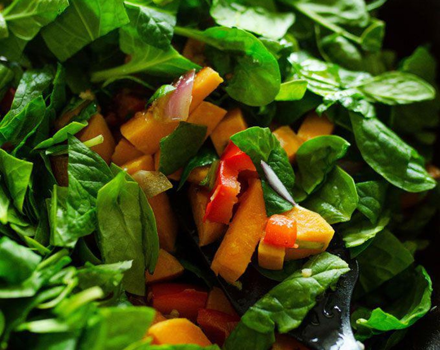 step 2 Add Fresh Spinach (1 cup), stir, and cook until wilted down, just a minute or two.