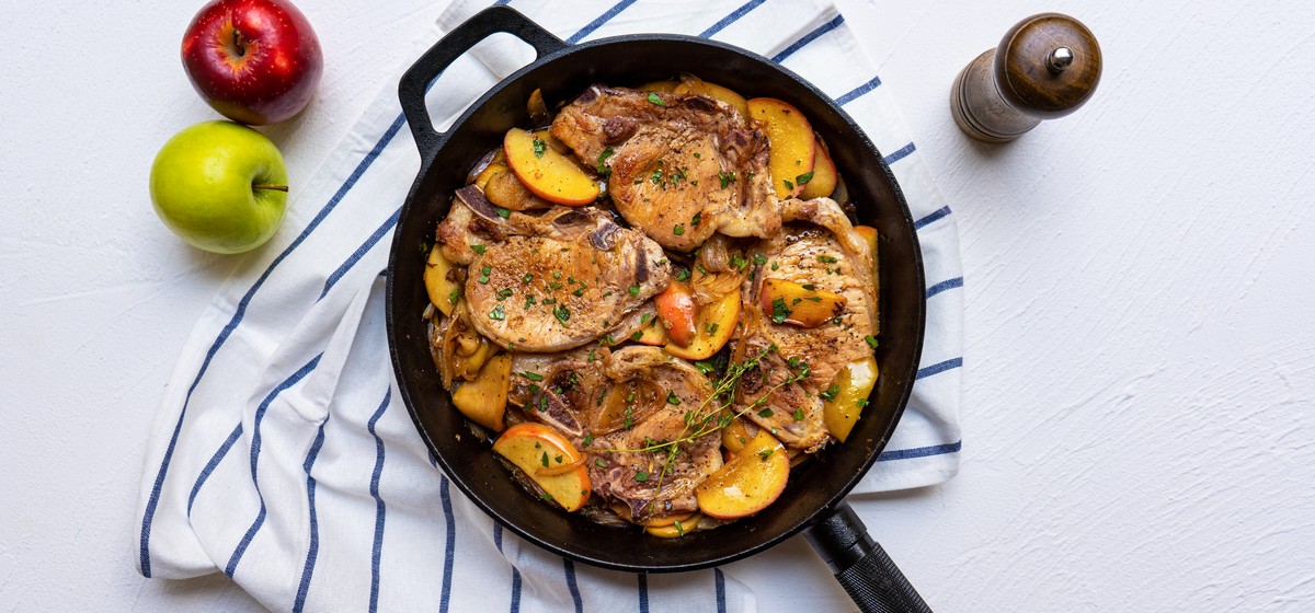 One Pan Pork Chop with Caramelized Apple and Onion Recipe SideChef