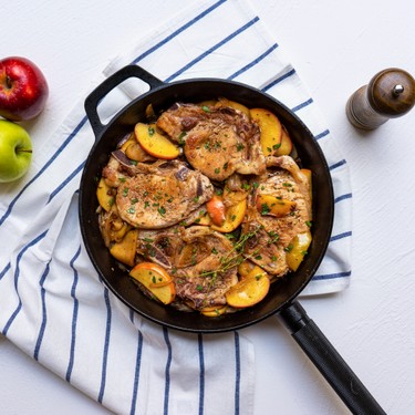 One Pan Pork Chop with Caramelized Apple and Onion Recipe | SideChef