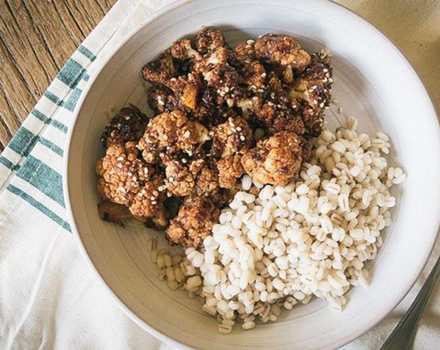 Balsamic Maple Glazed Cauliflower and Barley