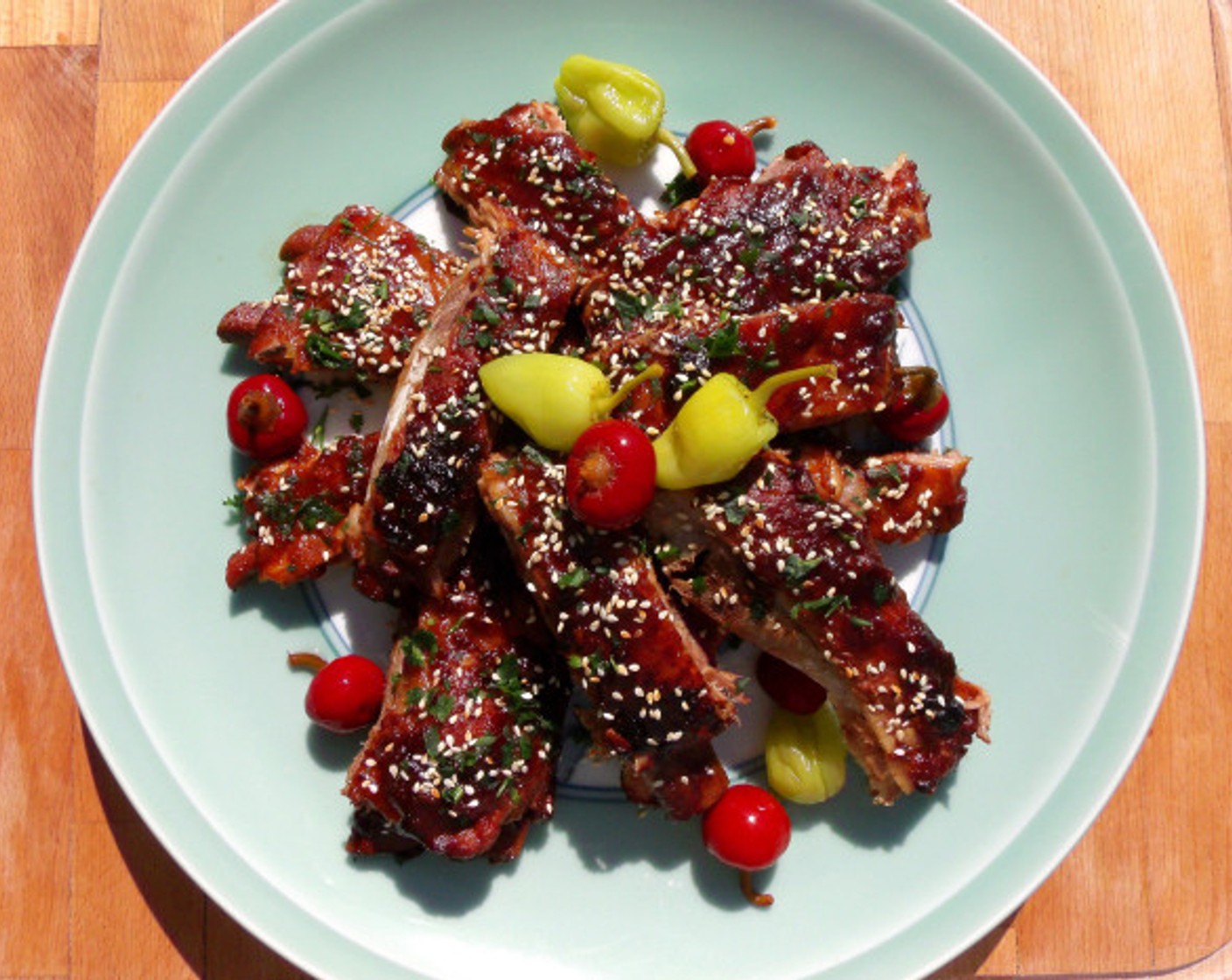 step 8 Sprinkle with the toasted sesame seeds and serve with Pickled Sweet & Spicy Chili Peppers (to taste).