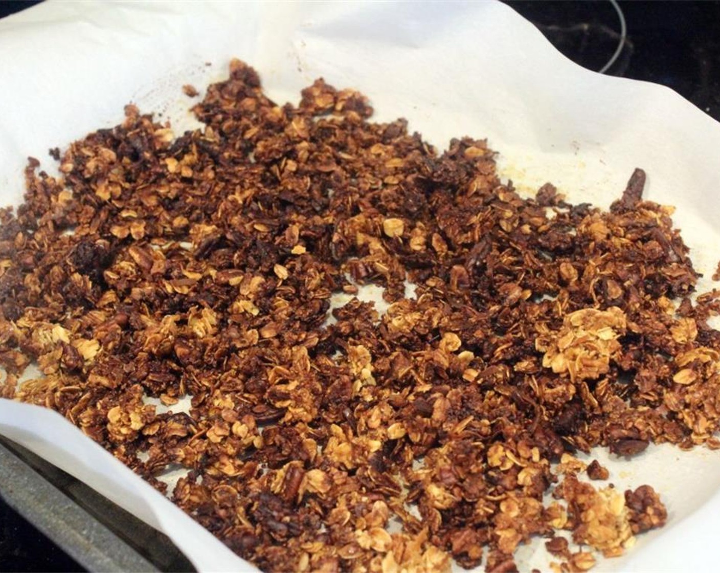 step 9 Bake granola for 35 to 45 minutes until toasted and dried, shaking the pan every 20 minutes or so.