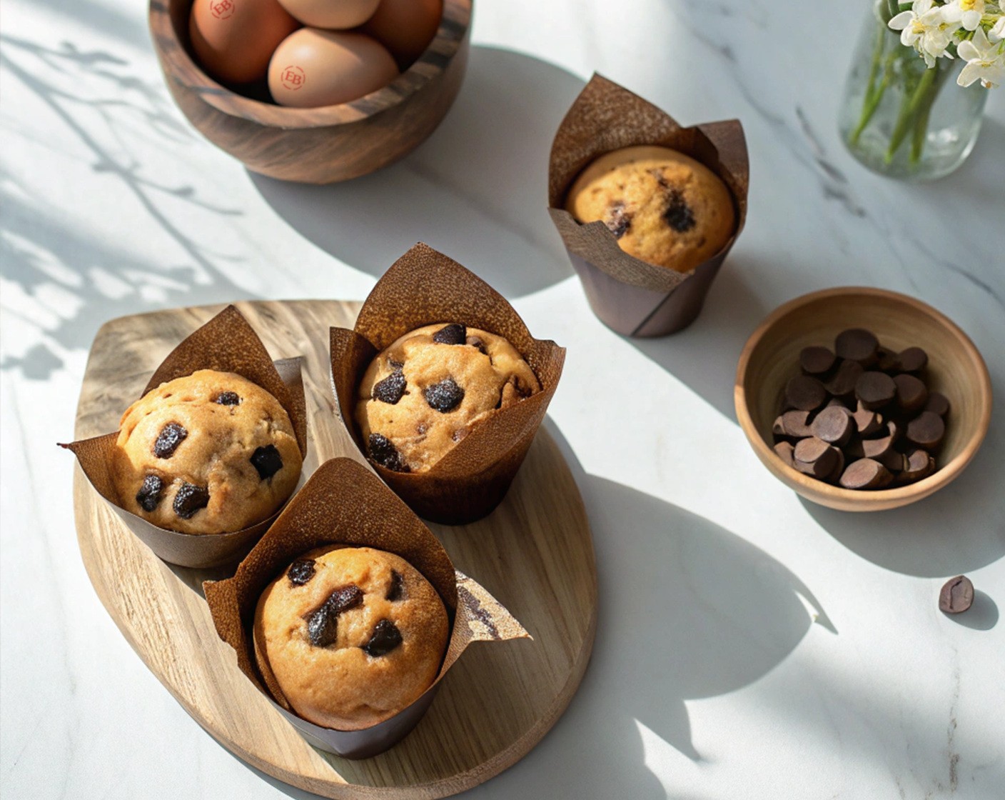 Olive Oil Muffins with Dark Chocolate Chips
