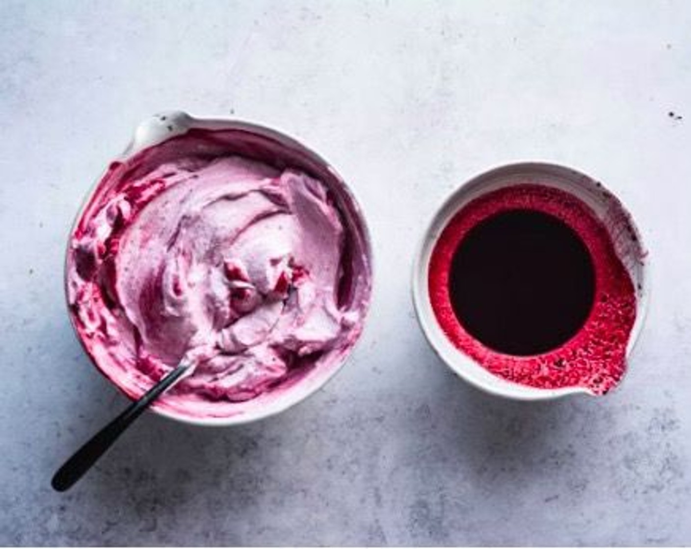 step 12 Gently fold the blackberry puree into the whipped cream yogurt mixture.