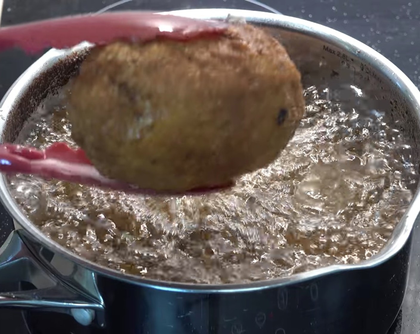 step 8 Carefully place scotch eggs in the oil. Cook for about 6 minutes per batch or until golden and crisp on the outside, turning occasionally.