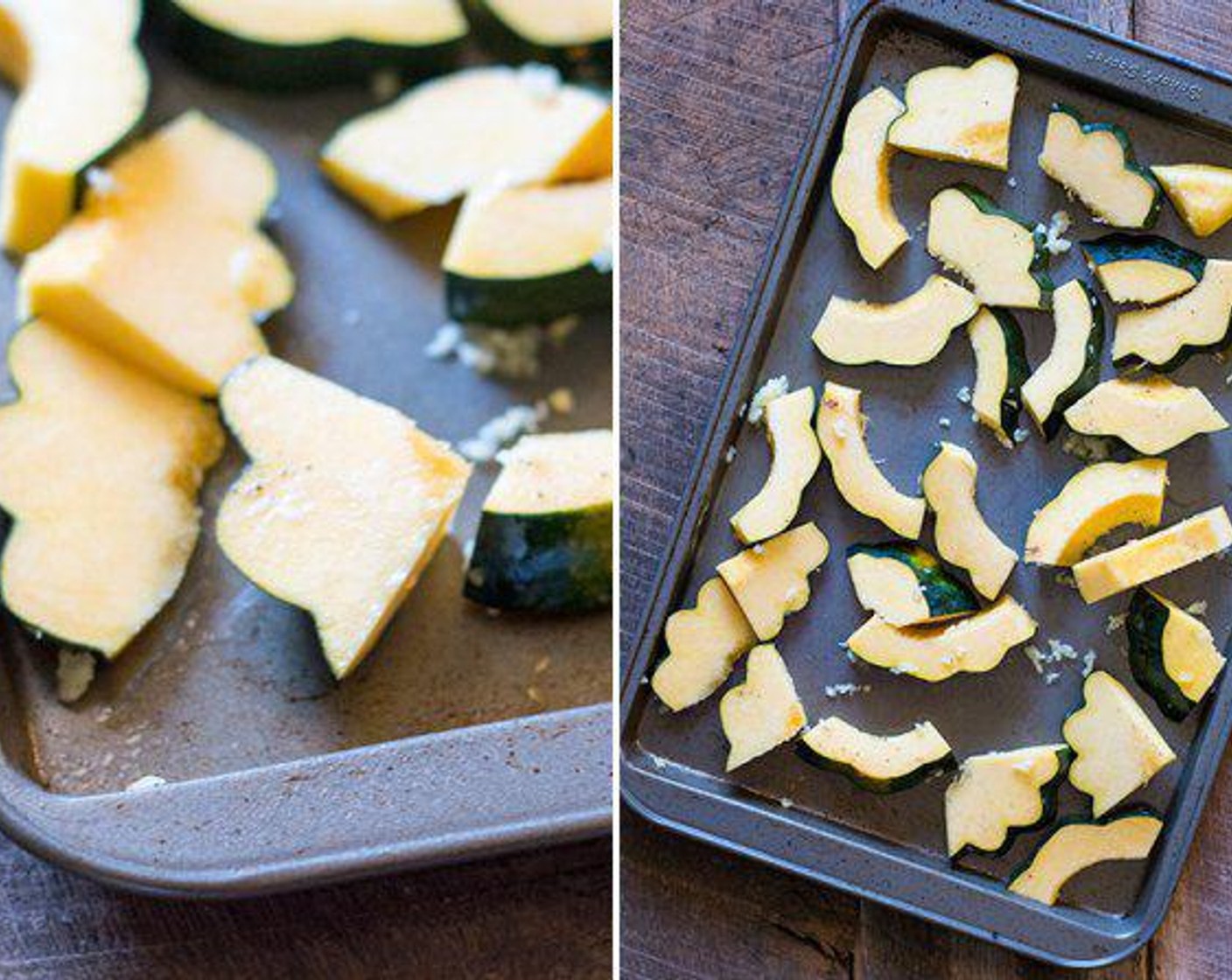 step 3 Lay the acorn squash slices out on a pan and spray with Coconut Oil Cooking Spray (as needed).