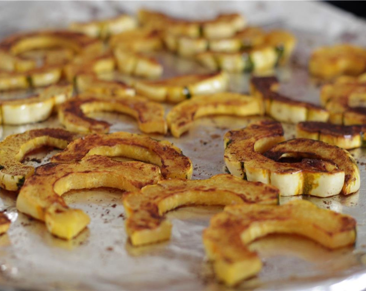 step 10 When the delicata squash is golden brown, remove from the oven and set aside to cool. Begin preparing the salad by chopping the Lacinato Tuscan Kale (1 bunch) put it into a large mixing bowl.