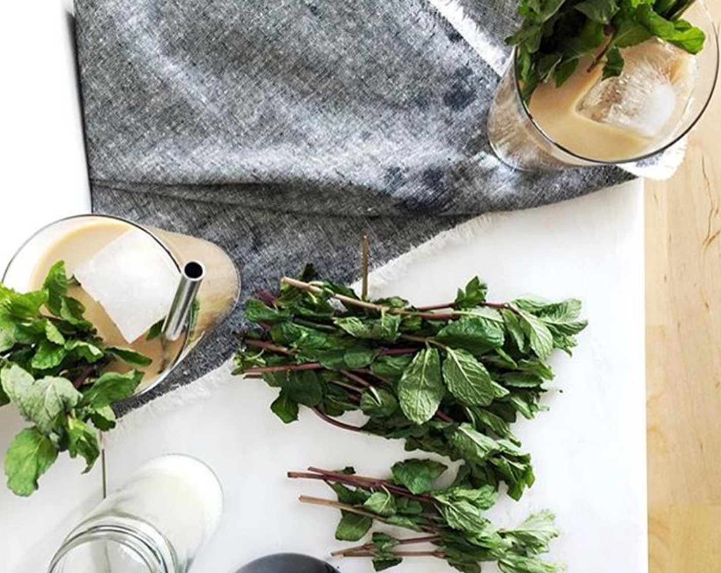 step 1 To make the mint simple syrup, stir Granulated Sugar (1/2 cup) and Water (1/2 cup) over medium heat until sugar is dissolved. Add the Fresh Mint (6 sprigs) and let cool.