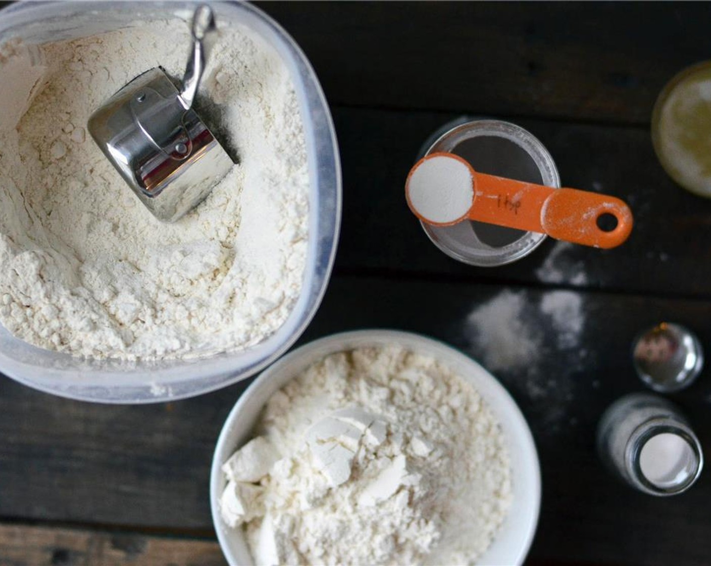 step 2 In a large mixing bowl, combine the dry ingredients: All-Purpose Flour (3 cups), Baking Powder (1 tsp), and Salt (1/2 tsp). Whisk to combine.