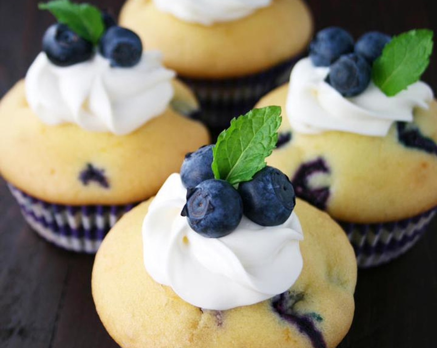 step 6 Add 3 blueberries to each muffin. Garnish with a Fresh Mint (to taste), if desired. Serve and enjoy!
