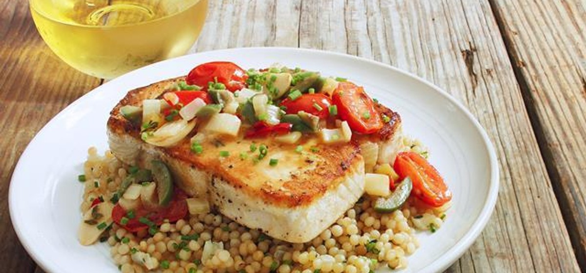 Pan Roasted Swordfish with Spicy Tomatoes Recipe SideChef