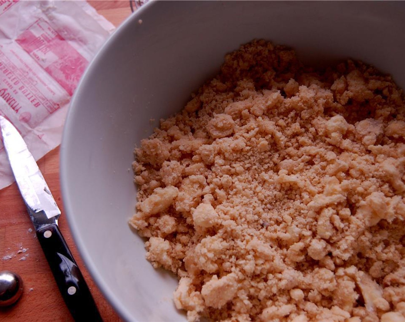 step 3 Add Buttermilk (1/3 cup). Toss the mixture together to evenly distribute. Dump the bowl out onto a clean surface.