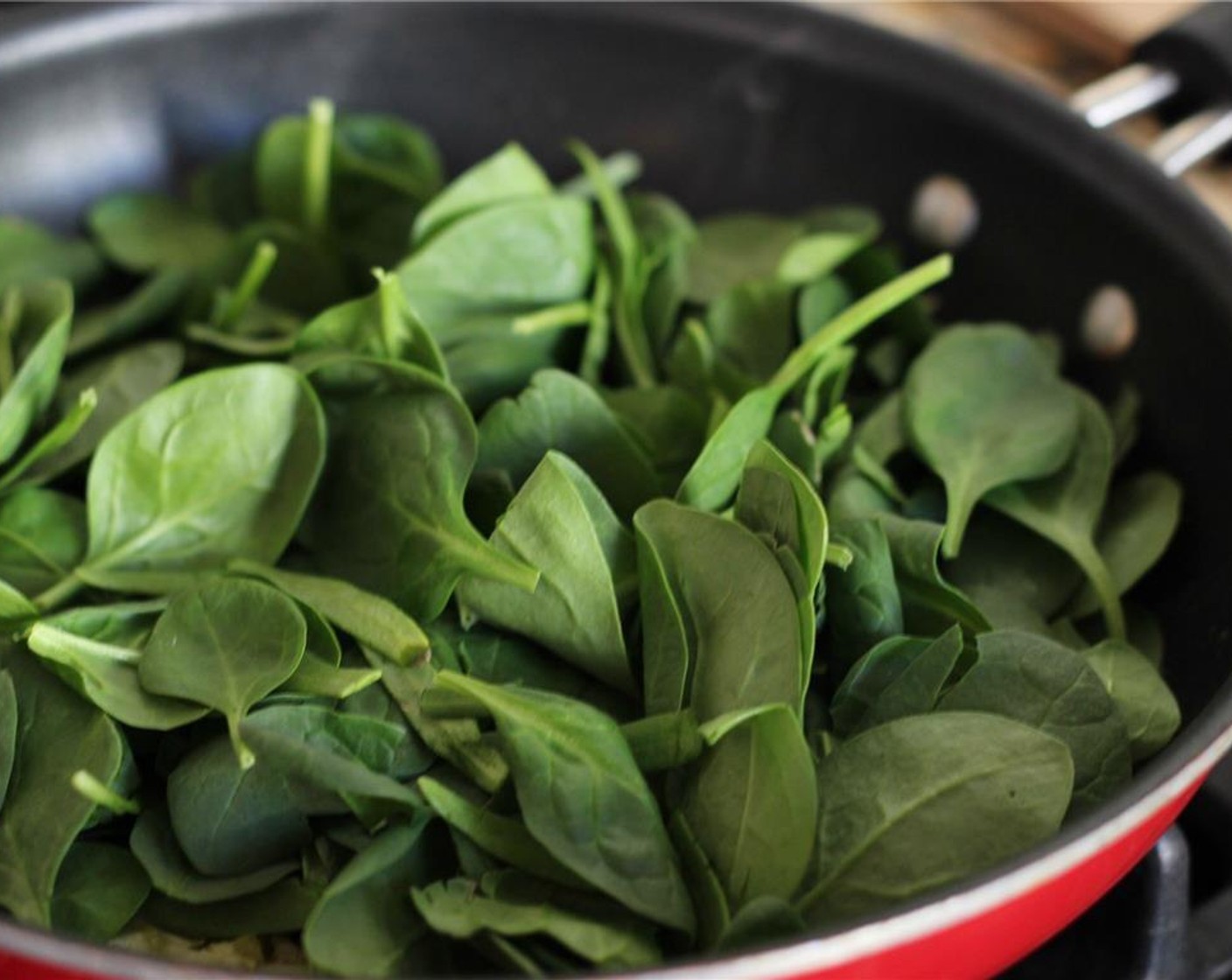 step 2 Add Fresh Baby Spinach (5 2/3 cups) and sauté until wilted, then add the juice from Lemon (1).