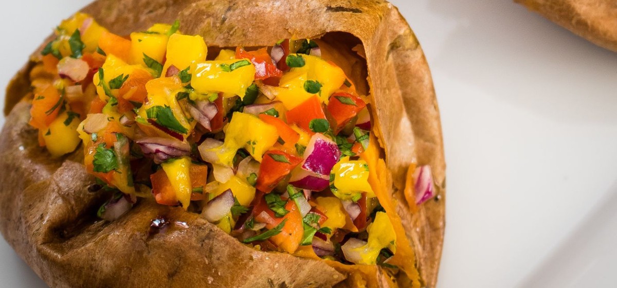 Jamaican Sweet Potato with Mango Salsa Recipe | SideChef