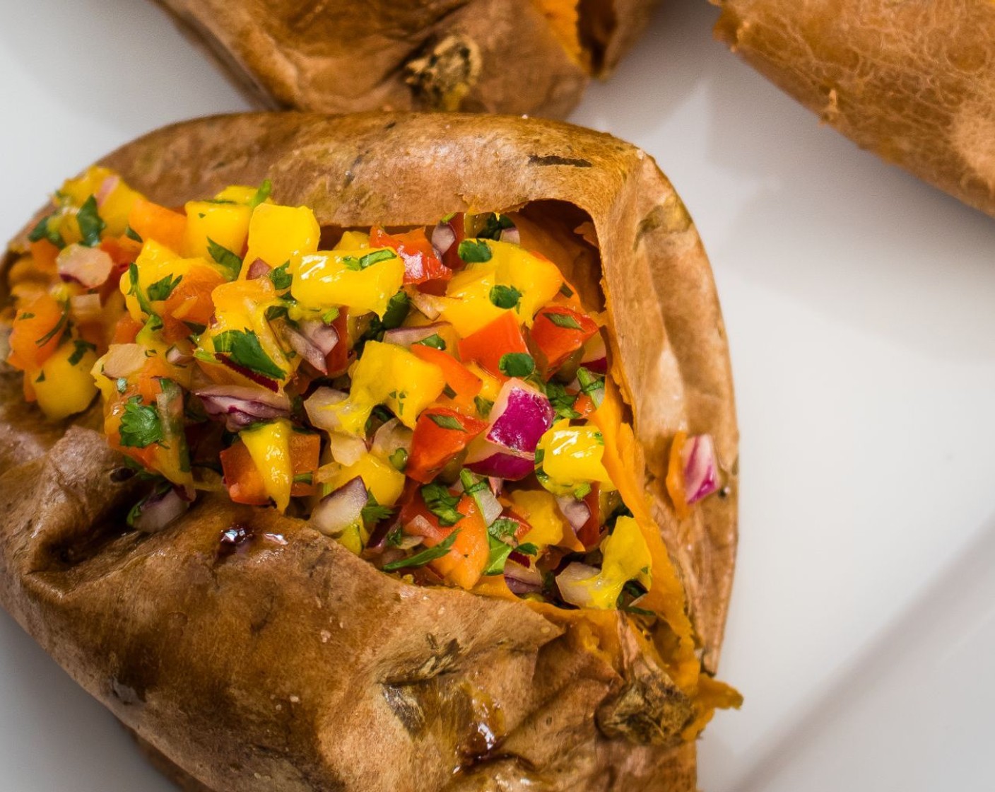 Jamaican Sweet Potato with Mango Salsa