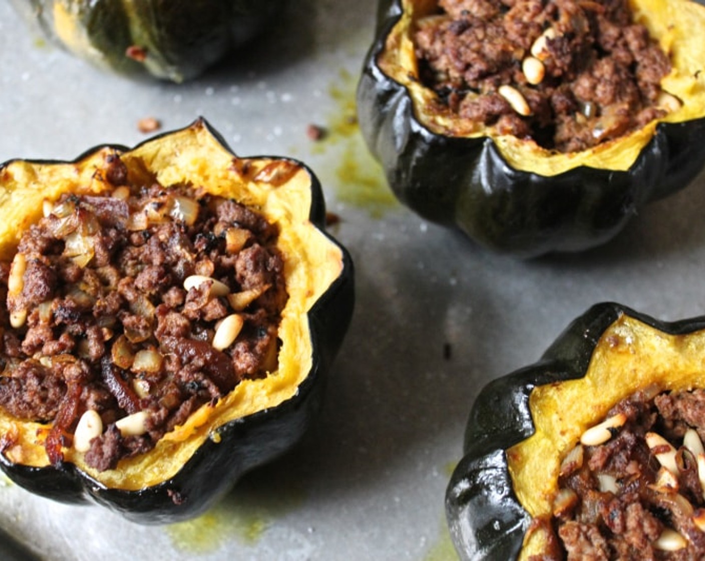 step 10 Spoon the lamb filling into the hollowed out squashes filling each one to the top. Roast for 15 minutes, or until heated through. While the squash is cooking, combine the Greek Yogurt (3/4 cup) and 1/2 teaspoon Kosher Salt (to taste) in a small bowl.