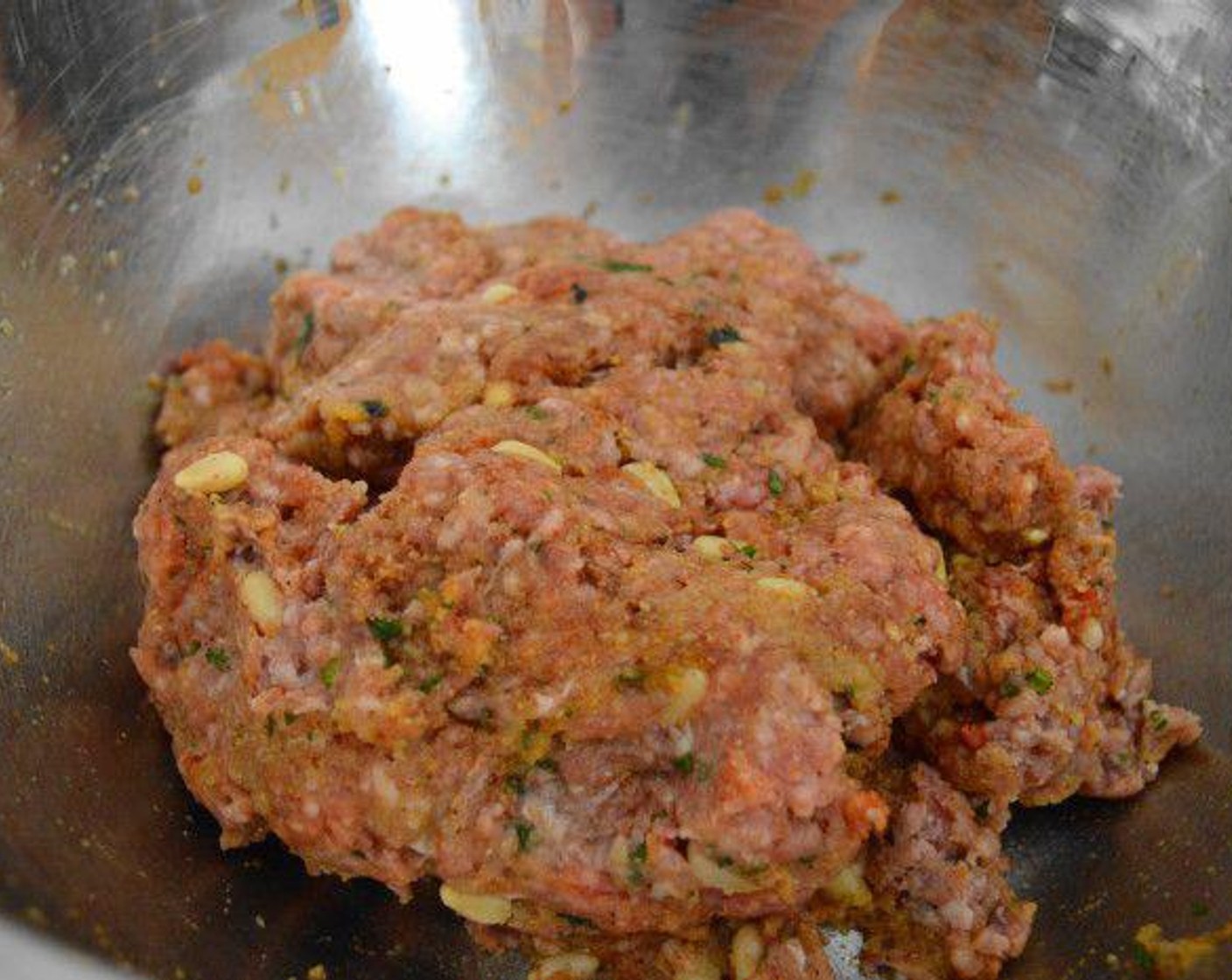 step 2 Combine Breadcrumbs (1/2 cup) {@12:}, {@10:}, Fresh Mint (1/4 cup), {@11:}, Ground Cinnamon (1/2 tsp), Ground Nutmeg (1/2 tsp), Ground Coriander (1/2 tsp), Ground Cumin (1/2 tsp), Smoked Paprika (1/2 tsp), Cayenne Pepper (1/8 tsp), and Saffron Threads (1 pinch) in a large bowl. Stir them together, then add in the Ground Lamb (1 lb).