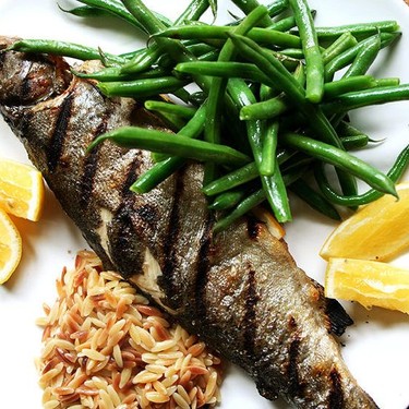 Whole-Grilled Trout with Green Beans and Orzo Recipe | SideChef
