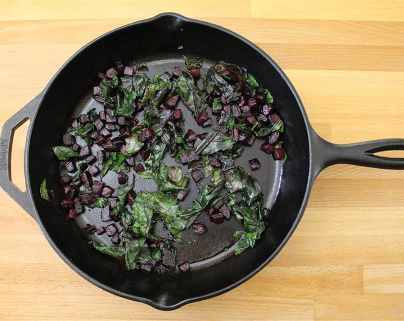 step 2 Add the Beet Greens (1 bunch) and wilt down, about 3 minutes.