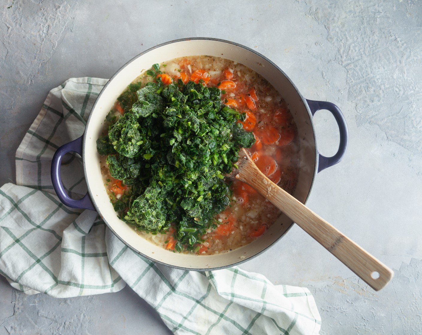 step 3 Stir in the Kale (1 pckg) and Shaved Parmesan Cheese (1/4 cup). Cook for 3-4 minutes, or until warmed through.