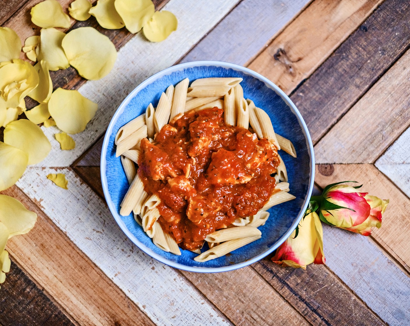 step 9 Add the noodles to a bowl or plate and top with the warm chicken and sauce.