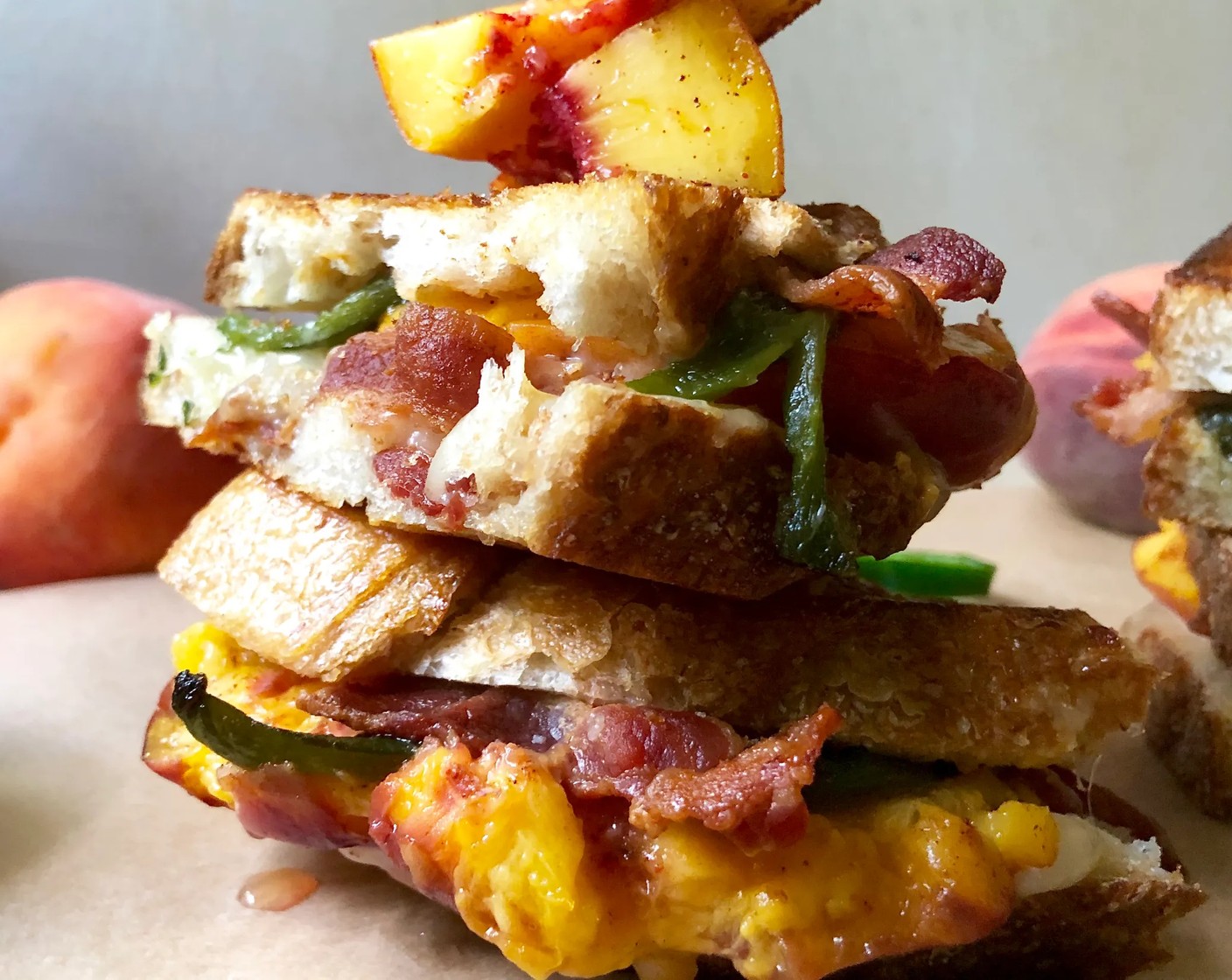Smashed Peach and Poblano Grilled Cheese
